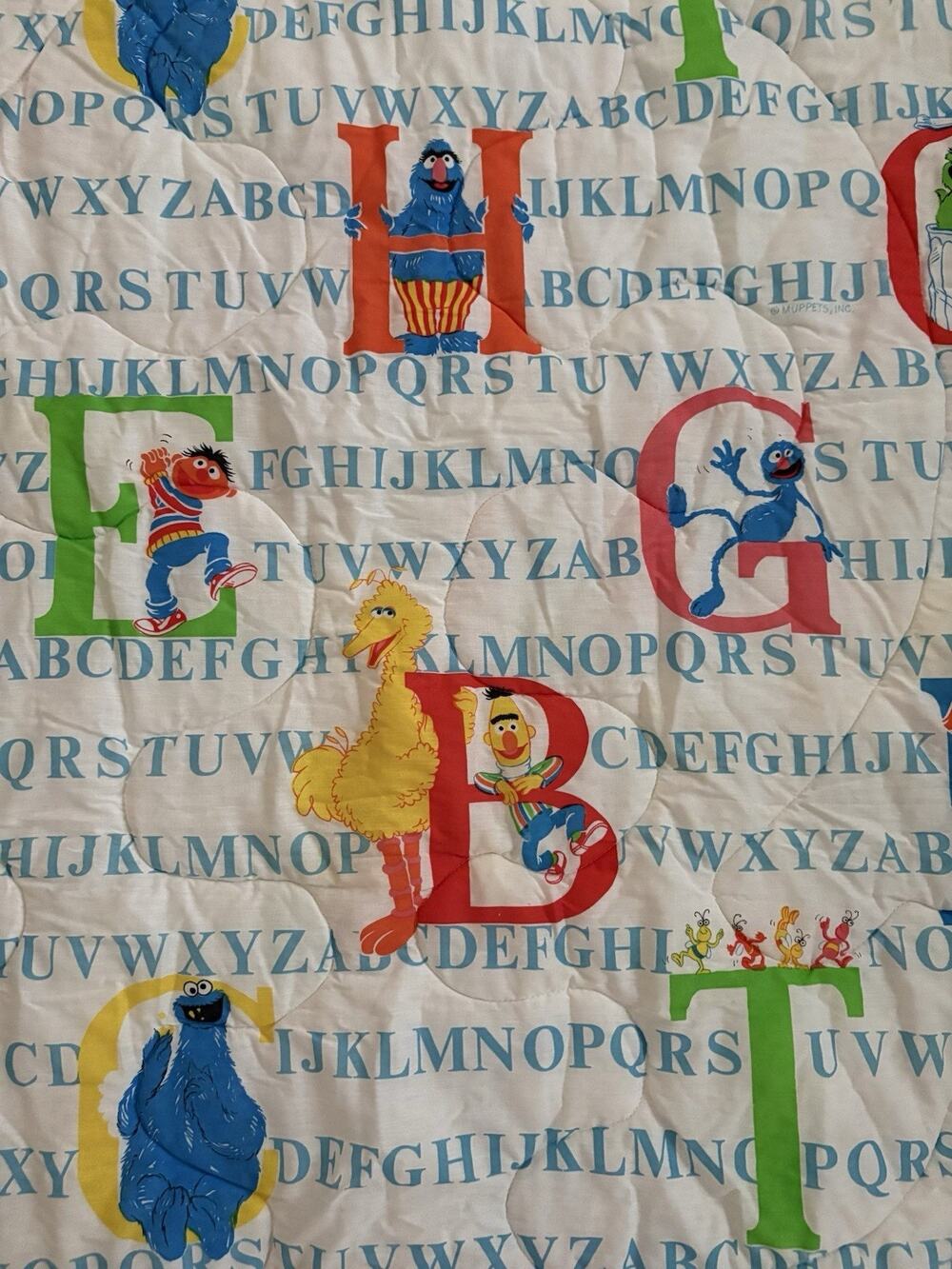 Vintage Sesame Street Alphabet & Character Cotton Twin Comforter Stevens 61x83”